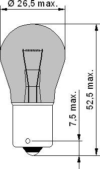 Автомобільна лампа Tesla B52301 тип PY21W (12V; 21W; BAU15s) - Фото 2
