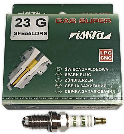 Свеча зажигания Iskra Gas Super 23G (SFE55LDRS) - Фото 1