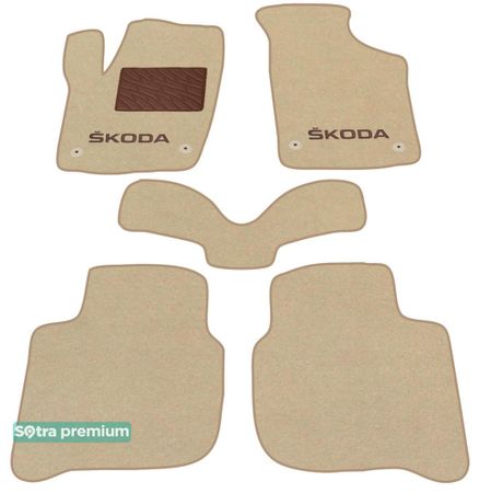 Двухслойные коврики Sotra Premium Beige для Skoda Rapid (mkI) 2012-2019 - Фото 1