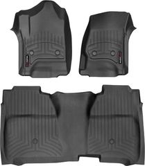 Коврики WeatherTech Black для Chevrolet Silverado (mkIII)(double cab)(no 4x4 shifter)(with full console)(extended 2 row) 2014→
