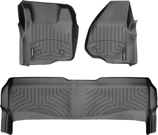 Коврики Weathertech Black для Ford Super Duty (double cab)(mkIII)(no 4x4 shifter)(1 row - 2pcs.)(no dead pedal) 2011-2012 automatic - Фото 1