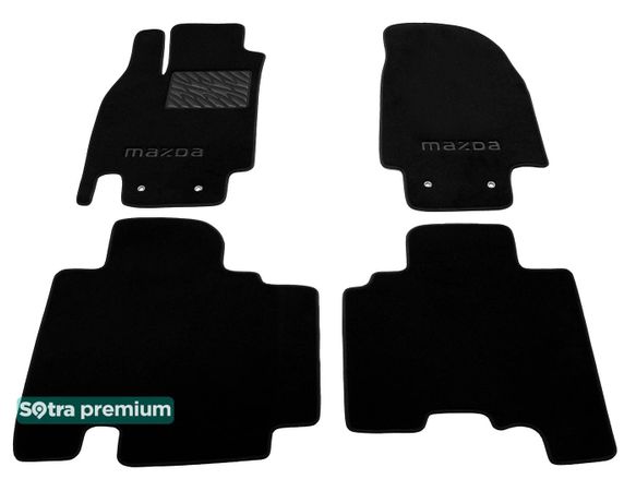 Двухслойные коврики Sotra Premium Black для Mazda CX-9 (mkI)(1-2 ряд) 2007-2015 - Фото 1