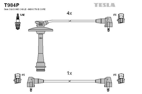 Дроти запалювання Tesla T984P для Toyota Celica 2.2 (5S-FE) / RAV4 2.0 AWD (3S-FE) - Фото 2