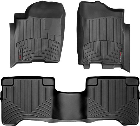 Коврики Weathertech Black для Infiniti QX56; Nissan Armada (mkI)(1-2 row)(1 fixing hook) 2003-2008 - Фото 1