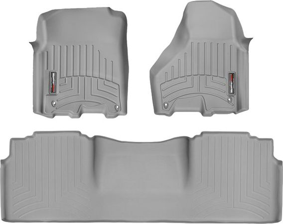 Коврики Weathertech Grey для Dodge Ram (mega cab)(mkIV)(4 fixing hooks)(with Full Lenght Console) 2012-2018 - Фото 1