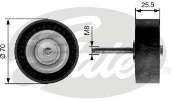 Ролик направляючий Gates T36204 (7803-21304) для Mazda; Ford Fiesta, Galaxy, Mondeo, S-Max; Volvo S80, V70 - Фото 1