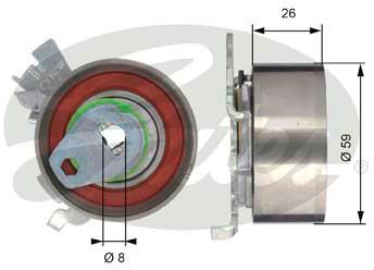 Ролик натяжний Gates T43040 (7784-21033) для Chevrolet Astra, Epica, Evanda, Lacetti, Nubira, Optra, Rezzo; Daewoo Evanda, Leganza; Opel Astra, Calibra, Frontera, Kadett, Omega, Vectra - Фото 1