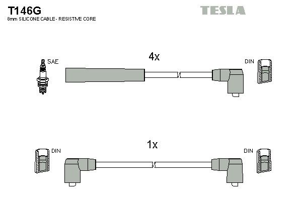 Дроти запалювання Tesla T146G для Ford Scorpio / Sierra / Transit (1.6 / 2.0) (NRC; LSF; L6B; LSE; 4RB; 4RC; NBA; NCA; LAT; N6T) - Фото 2