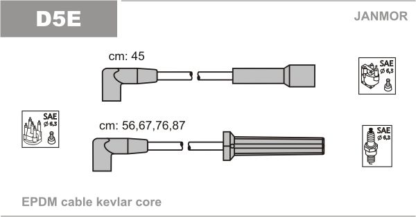 Дроти запалювання Janmor D5E для Daewoo Espero 1.8 / 2.0 8V - Фото 1