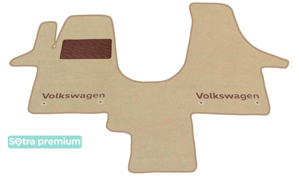 Двошарові килимки Sotra Premium Beige для Volkswagen Transporter / Caravelle / Multivan (T5-T6)(з кліпсами)(1 ряд) 2003→ - Фото 1