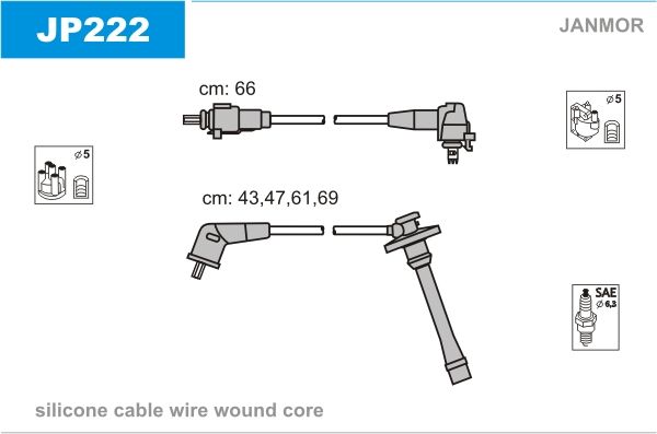 Дроти запалювання Janmor JP222 для Daihatsu Charade 1.5 16V (HEE) / 1.5 (HE) / 1.5 16V (HEE) - Фото 1