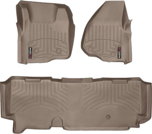 Коврики Weathertech Beige для Ford Super Duty (extended cab)(mkIII)(no 4x4 shifter)(1 row - 2pcs.)(no dead pedal) 2011-2012 automatic - Фото 1