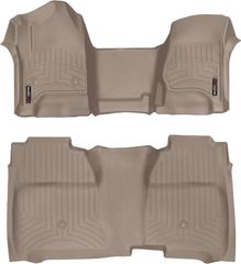 Коврики Weathertech Beige для Chevrolet Silverado (double cab)(mkIII)(no 4x4 shifter)(with short console)(extended 2 row) 2014→