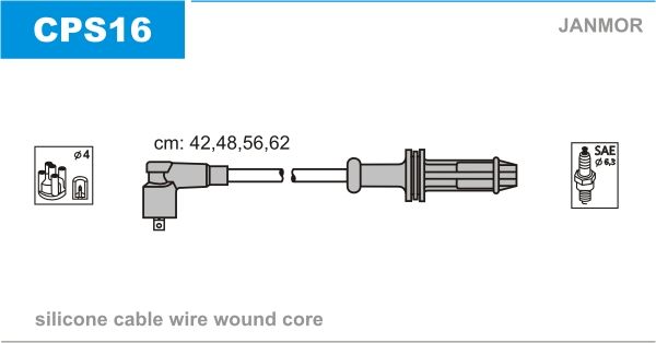 Дроти запалювання Janmor CPS16 для Citroen AX 1.0 (TU9M - CDY / C1A) / 1.1 (TU1M - H1B / HDZ) / 1.4 - Фото 2