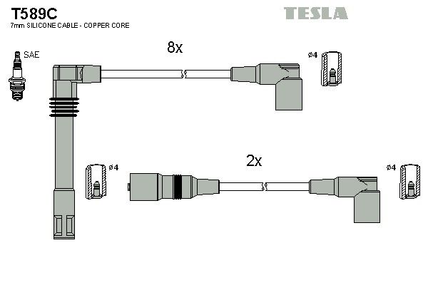 Дроти запалювання Tesla T589C для Audi 100 (C4)(ABH) / A6 (C4)(AEC) / V8 (PT; ABH) - Фото 2