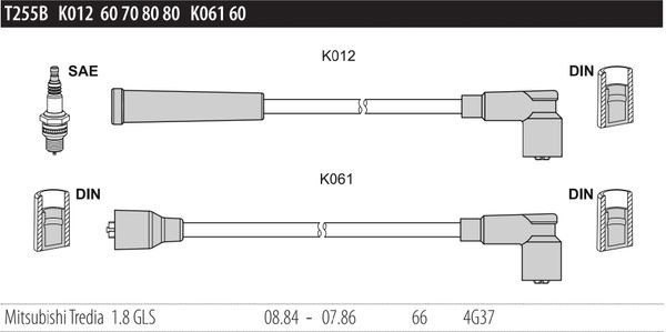 Дроти запалювання Tesla T255B для Mitsubishi Tredia 1.8GLS (4G37) - Фото 2