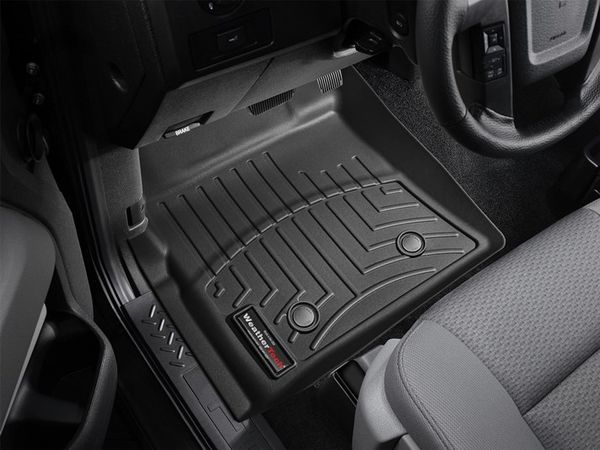 Коврики WeatherTech Black для Ford F-150 (mkXII)(all cabs)(no 4x4 shifter)(no air vents to 2 row)(4 fixing posts)(2 pcs.)(1 row) 2010-2014 - Фото 2