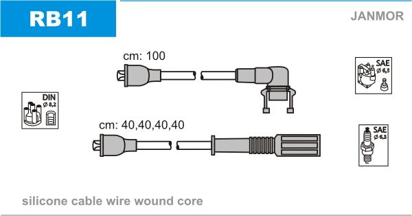 Дроти запалювання Janmor RB11 для Renault 9 1.4 (C2J 717 / C2J 755 / C2J 718 / C2J 757 / C1J 715 / C1J 792) - Фото 1