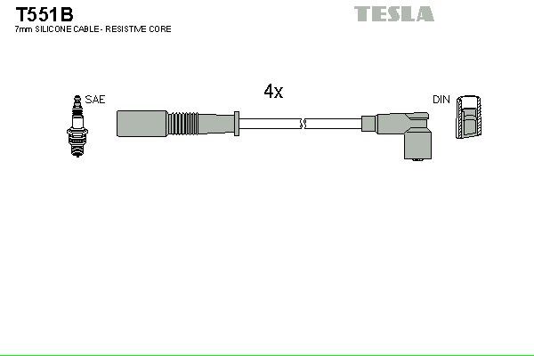 Дроти запалювання Tesla T551B для Fiat Tempra 1.8 / Tipo 1.8 (835C2.000); Lancia Dedra 1.8 / Delta 1.8 (836A5.000; 835C2.000) - Фото 2
