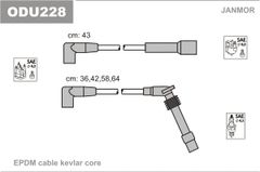 Дроти запалювання Janmor ODU228 для Opel Astra (F) 1.6 (C 16 NZ / X 16 SZR) / Vectra (A) 1.6 (C 16)