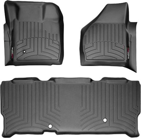 Коврики Weathertech Black для Ford Super Duty (extended cab)(mkII)(no 4x4 shifter)(1 row - 2pcs.) 2008-2010 automatic - Фото 1