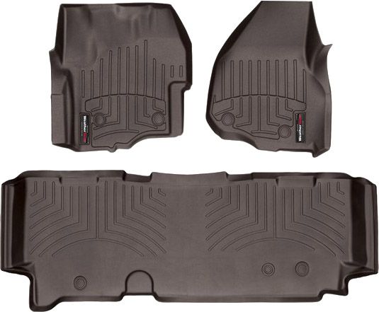 Коврики Weathertech Choco для Ford Super Duty (extended cab)(mkIII)(with 4x4 shifter)(raised dead pedal) 2012-2016 automatic - Фото 1
