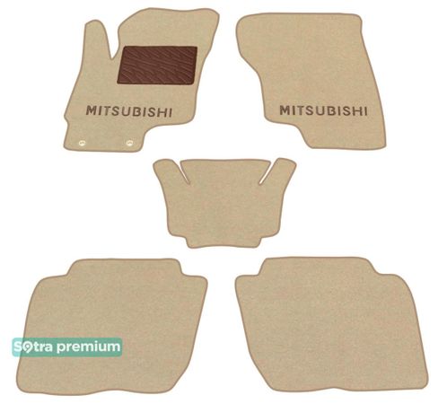 Двухслойные коврики Sotra Premium Beige для Mitsubishi Outlander (mkIII)(PHEV) 2013-2021 - Фото 1