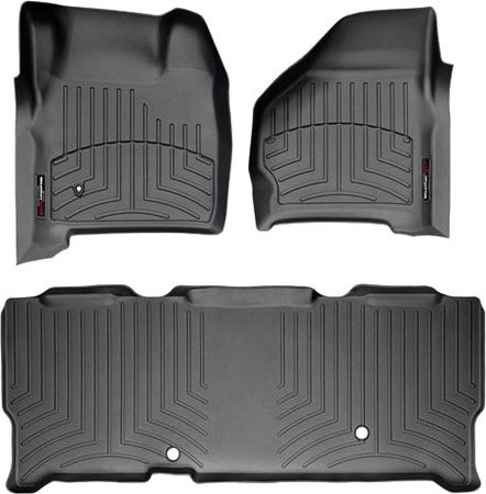 Коврики Weathertech Black для Ford Super Duty (extended cab)(mkI)(no 4x4 shifter)(no PTO kit) 1999-2007 automatic - Фото 1