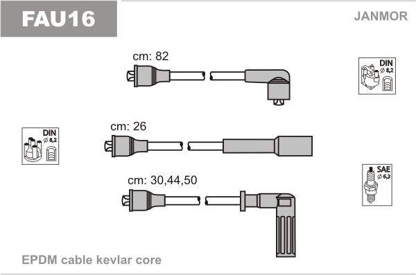 Дроти запалювання Janmor FAU16 для Fiat Regata 1.6 (149 A. 000 / 149 C2.000) / Ritmo 1.1 - Фото 1