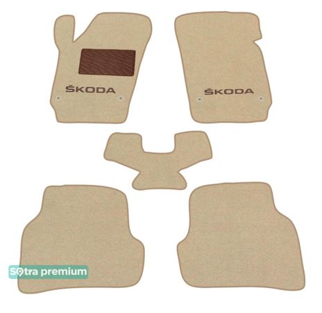 Двошарові килимки Sotra Premium Beige для Skoda Fabia (mkIII) 2014-2021 - Фото 1