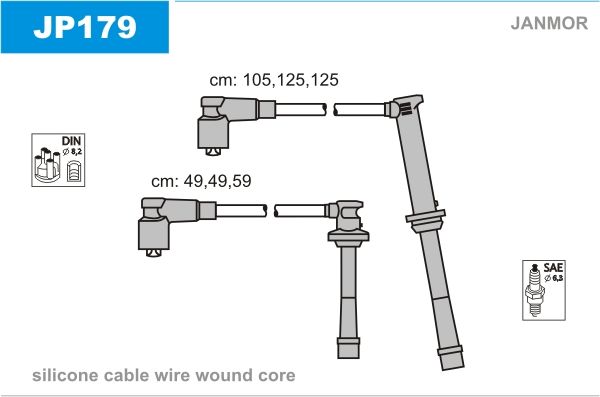 Дроти запалювання Janmor JP179 для Mazda 323 2.0 / 2.0 24V (KF) / 626 2.5 24V (KL) / MX-3 1.8 V6 - Фото 1