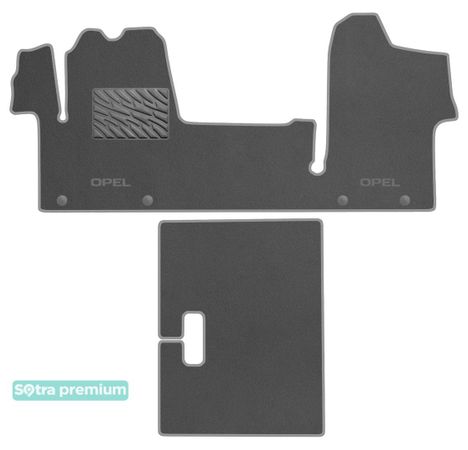 Двошарові килимки Sotra Premium Grey для Opel Movano (mkII)(B)(1+1 с проходом к спальному месту)(1 ряд) 2010-2021 - Фото 1