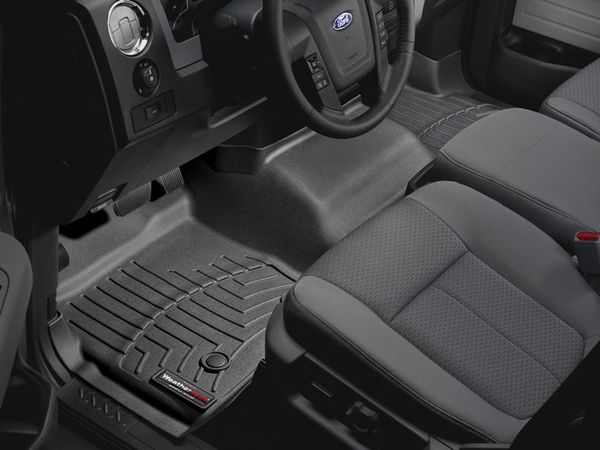 Коврики WeatherTech Black для Ford F-150 (mkXII)(extended cab)(no 4x4 shifter)(1 row - 1pc)(with not full console)(with air vents to 2 row)(2 fixing posts) 2010-2014 - Фото 2