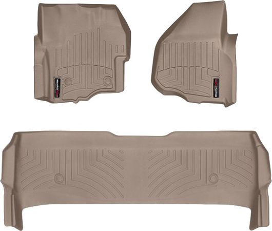 Коврики Weathertech Beige для Ford Super Duty (double cab)(mkIII)(with 4x4 shifter)(raised dead pedal) 2012-2016 automatic - Фото 1
