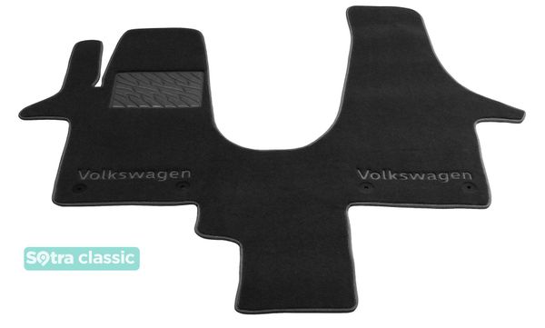 Двошарові килимки Sotra Classic Black для Volkswagen Transporter / Caravelle / Multivan (T5-T6)(з кліпсами)(1 ряд) 2003→ - Фото 1