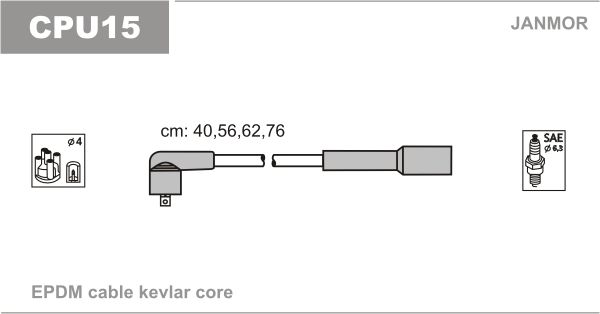 Дроти запалювання Janmor CPU15 для Citroen Evasion 2.0 (XU10J2/C - RFU) / (XU10J2TE - RGX) / Xantia 2.0i - Фото 1