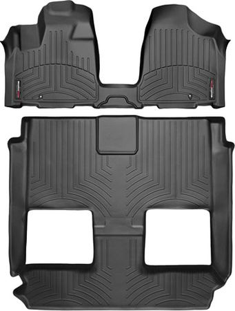 Коврики Weathertech Black для Dodge / Chrysler Grand Caravan (mkV)(1-2-3 row)(no console)(2 row bucket Stow & Go seats) 2012→ - Фото 1
