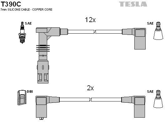 Дроти запалювання Tesla T390C для Mercedes-Benz S-Class (W140) / SL-Class (R129) (6.0) - Фото 2