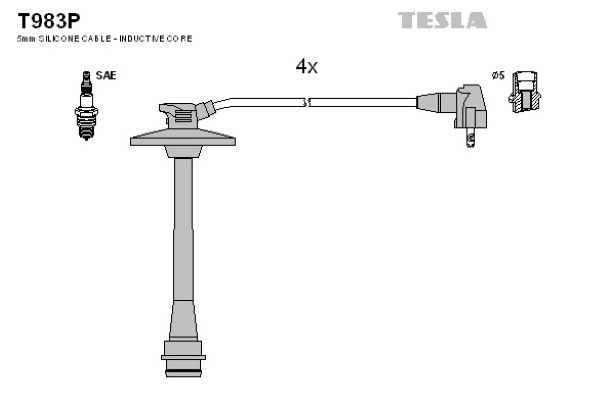 Дроти запалювання Tesla T983P для Toyota Camry 2.2 (5S-FE) / Carina 2.0 (3S-FE) / Celica 2.2 (5S-FE) / RAV4 2.0 AWD (3S-FE) - Фото 2