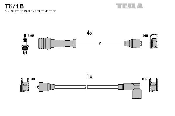 Провода зажигания Tesla T671S для Peugeot 505 (2.2) (851X; 851; 851B; ZDJK; 851X) - Фото 2