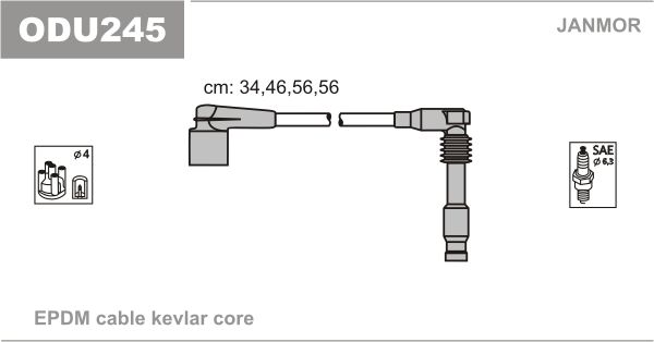 Дроти запалювання Janmor ODU245 для Opel Astra (F) 1.4 (X 14 XE) / Corsa (B) 1.4 16V (X 14 XE / C 14) - Фото 1