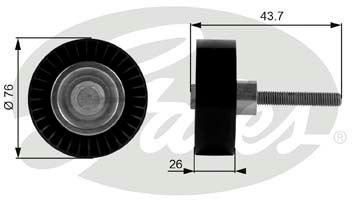 Ролик направляючий Gates T38054 (7803-21054) для Audi A1, A3; Seat Altea, Cordoba, Ibiza, Leon, Toledo; Skoda Fabia, Octavia, Rapid, Roomster, Superb, Yeti; Volkswagen Eos, Golf, Jetta, Passat, Polo, Scirocco, Tiguan, Touran - Фото 1