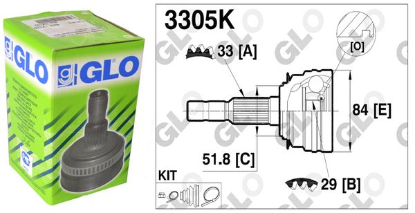 Шрус зовнішній GLO 3305K для Daewoo Lanos 1.6 16V (без ABS) - Фото 1