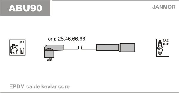 Провода зажигания Janmor ABU90 для Audi A3 1.6 (AEH / AKL / APF); Seat Toledo 1.6 - Фото 1