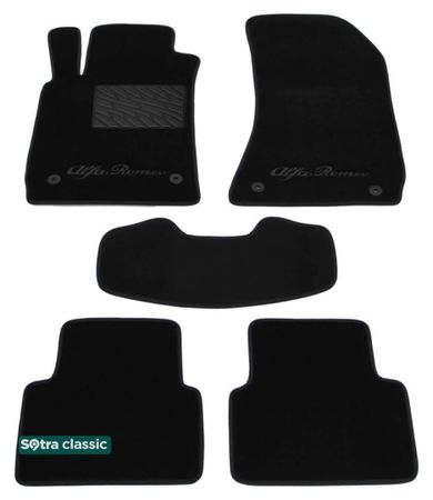 Двухслойные коврики Sotra Classic Black для Alfa Romeo 159 (mkI)(без клипс на 2 ряду) 2004-2011 - Фото 1