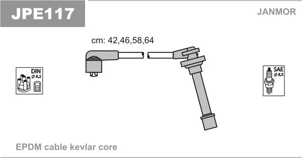 Дроти запалювання Janmor JPE117 для Nissan Micra 1.0 16V (CG10DE) / 1.3 16V (CG13DE) / 1.4 16V - Фото 1