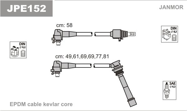 Дроти запалювання Janmor JPE152 для Toyota Camry 2.5GXi V6 (2VZ-FE); Lexus ES 2.5 - Фото 1