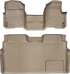Коврики WeatherTech Beige для Ford F-150 (mkXII)(double cab)(no 4x4 shifter)(1 row - 1pc.)(no console)(with air vents to 2 row)(2 fixing posts) 2010-2014