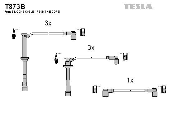 Провода зажигания Tesla T873B для Mazda 323F (2.0 24V)(KF) / Xedos 6 (2.0 V6)(KF1) - Фото 2