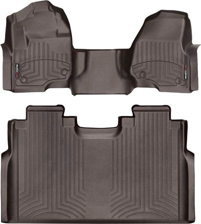 Коврики WeatherTech Choco для Ford Super Duty (mkIV)(double cab)(no 4x4 shifter)(1 row - 1pc.)(1 row bench seats)(no storage under 2 row) 2017→ - Фото 1